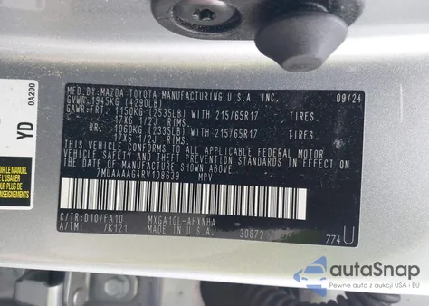 2024 Toyota Corolla Cross L from USA, damaged, VIN 7MUAAAAG4RV108639